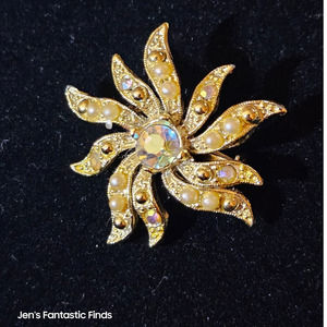 Vintage AB Sun Pin Pendant‎ Brooch Pin